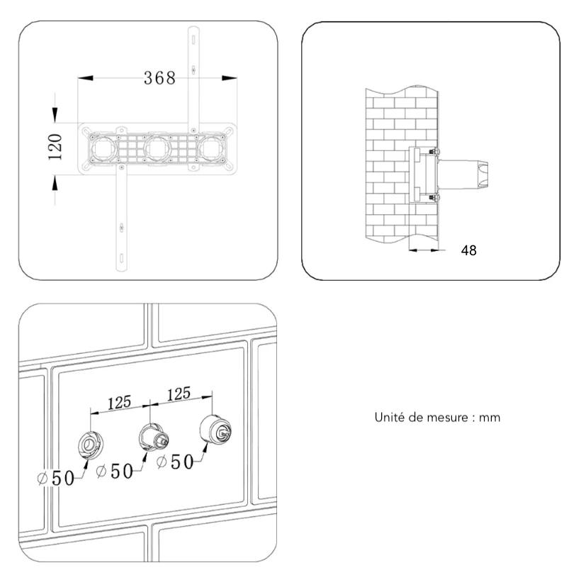 Colonne de douche encastrée – Noir mat PVD