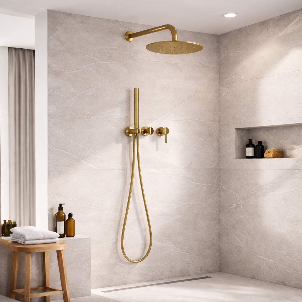 Colonne de douche encastrée – Or brossé PVD
