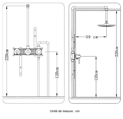 Colonne de douche encastrée – Or brossé PVD