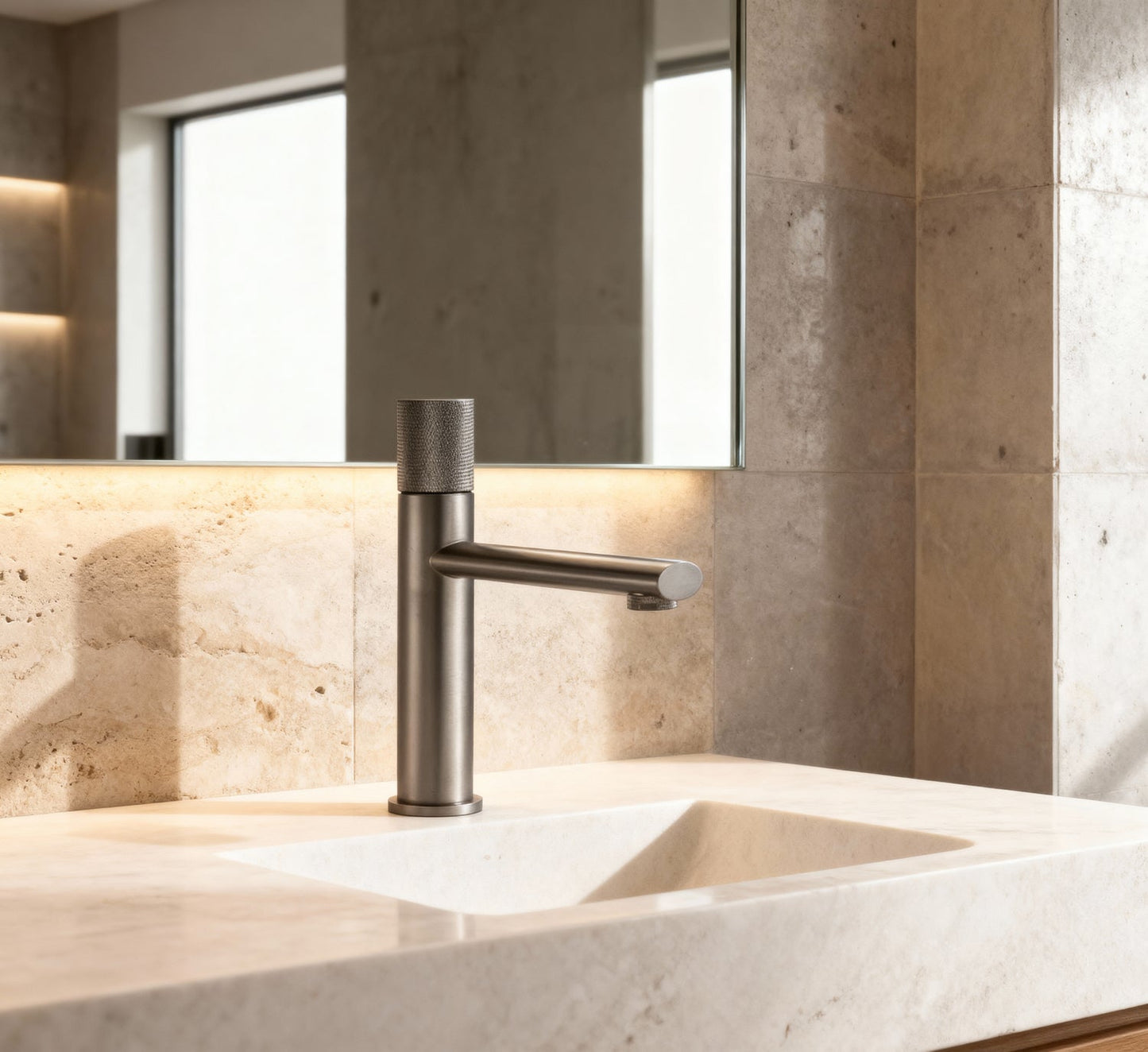 Mitigeur de lavabo – Gris brossé PVD