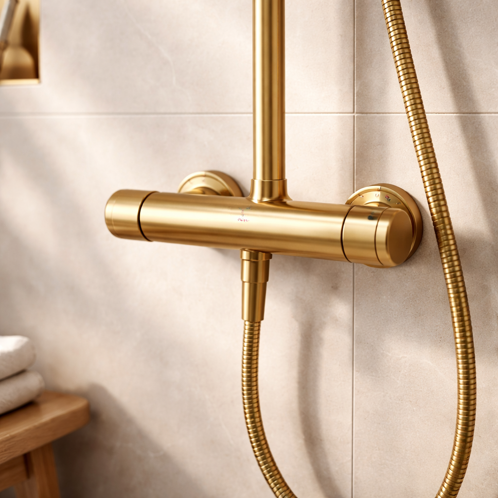 Colonne de douche apparente – Or brossé PVD