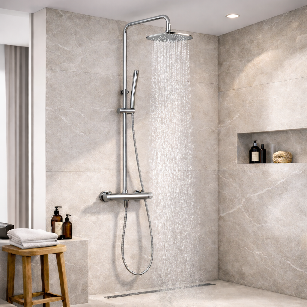 Colonne de douche apparente – Gris brossé PVD