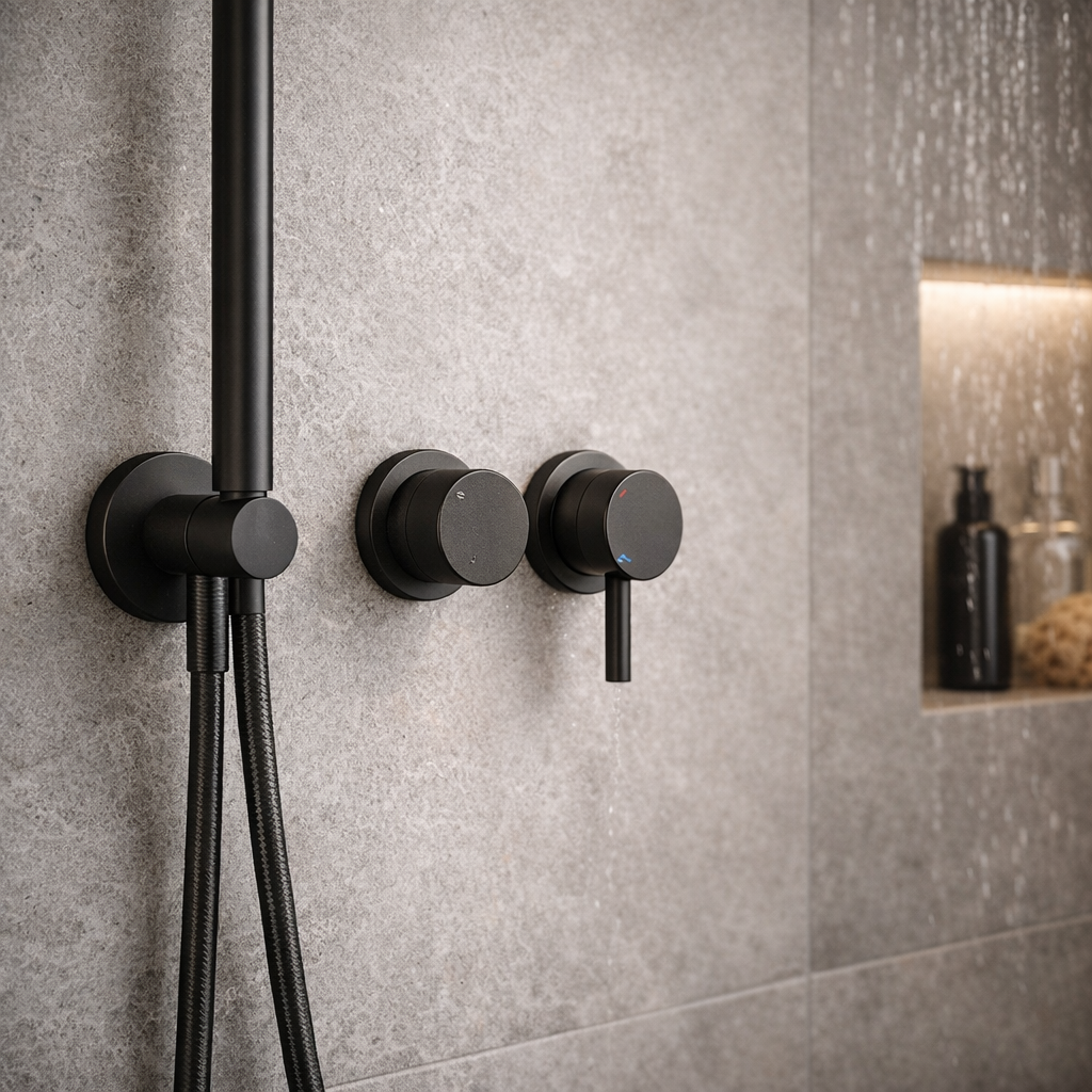 Colonne de douche encastrée – Noir mat PVD