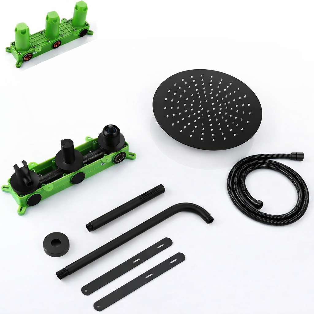 Colonne de douche encastrée – Noir mat PVD